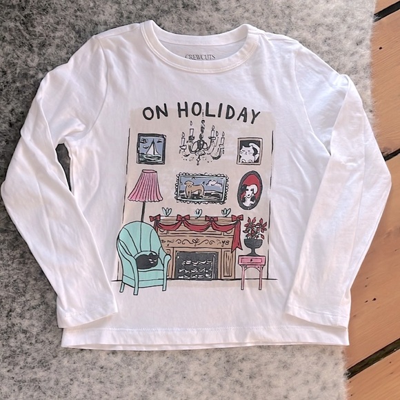 J.Crew Girls' Red Collared Sweater Lady Jacket—On Holiday Tee—Heart Sequin Tee - Picture 11 of 12